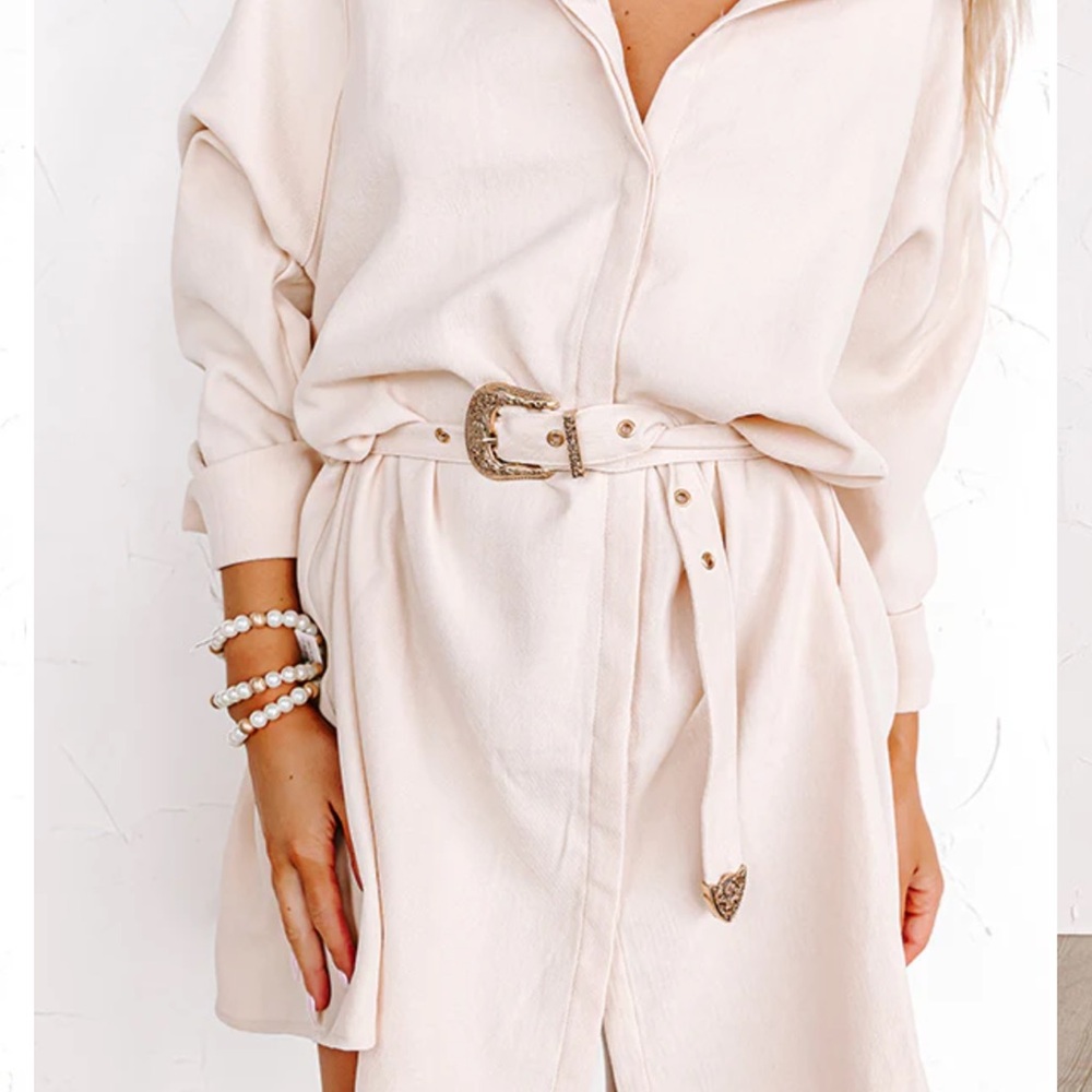 Western Beige Mini Dress - Picture 4 of 4